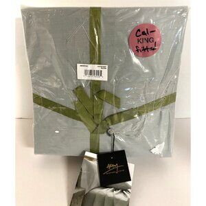 MICHAEL ARAM Cal King FITTED SHEET Striated Band style in SEAFOAM 72" x 84